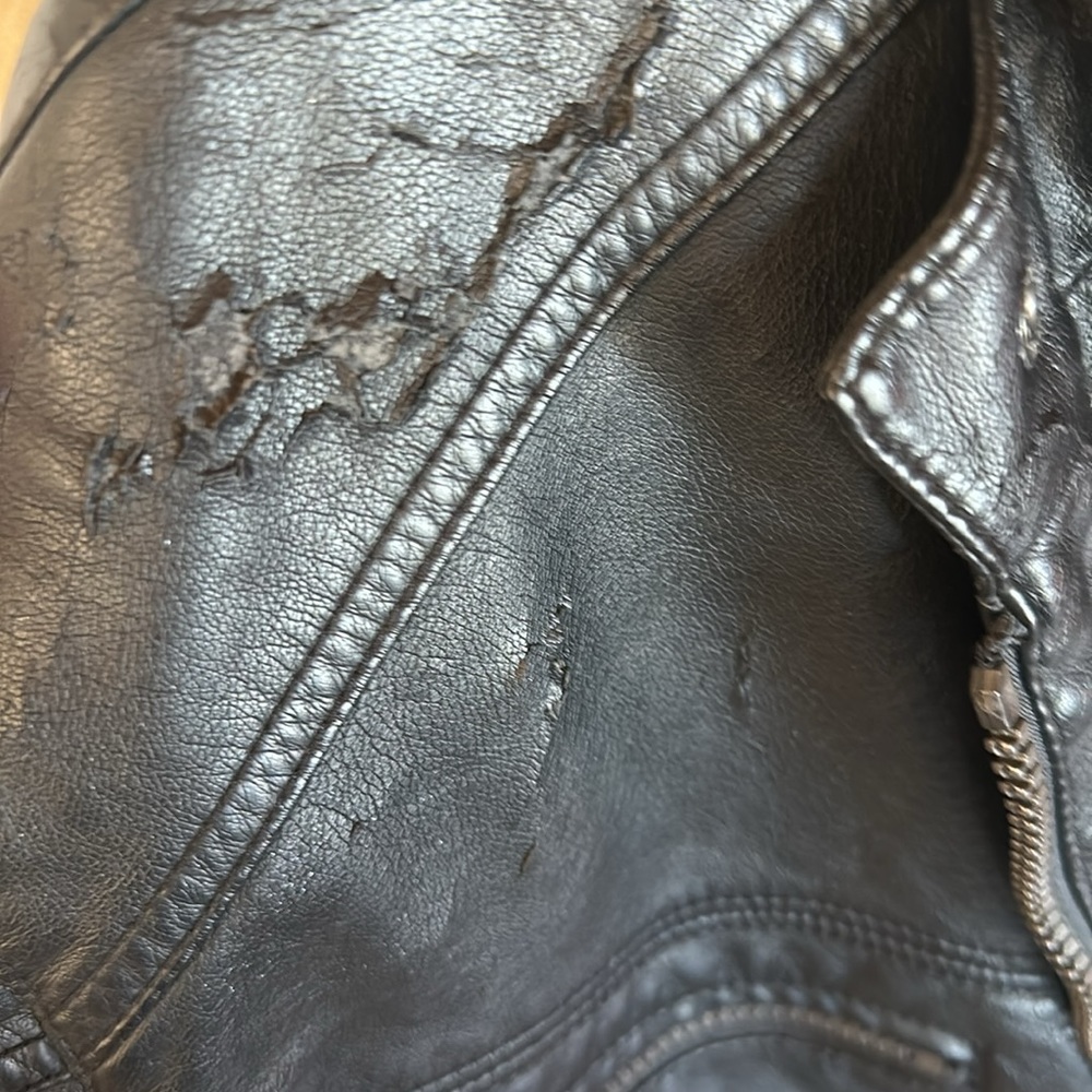 Calvin Klein Men’s Heavily Distressed Faux Leather w/ Sweater Style Underlining - Picture 7 of 16